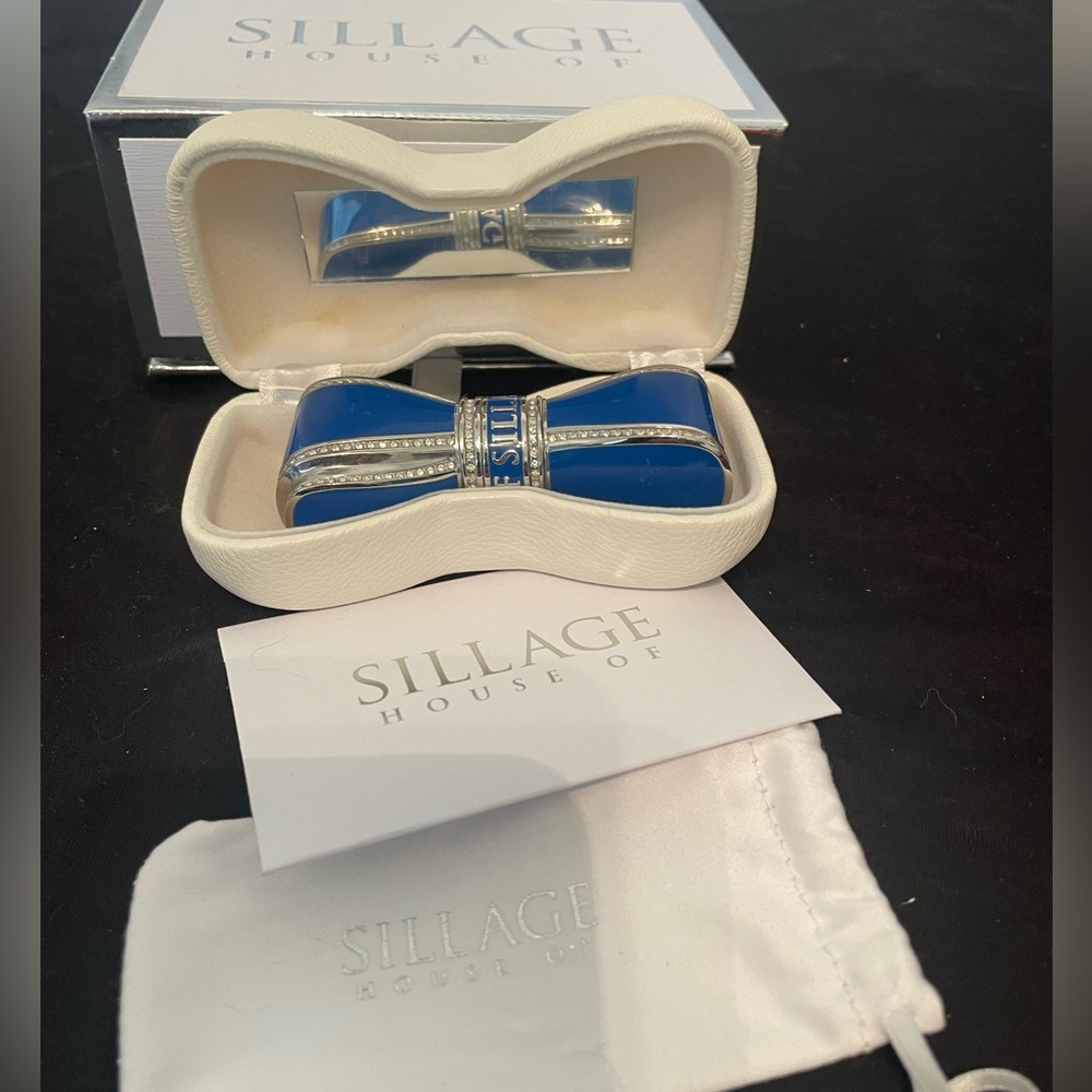 House of Sillage Ltd Ed Bow Lipstick Case ELECTRIC BLUE w/Swarovski Crystals NEW